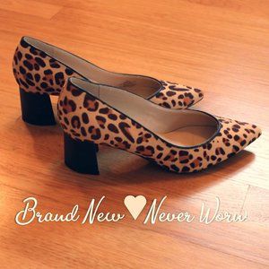 MARC FISHER-Leopard Print Cow Fur Block Heel Pump